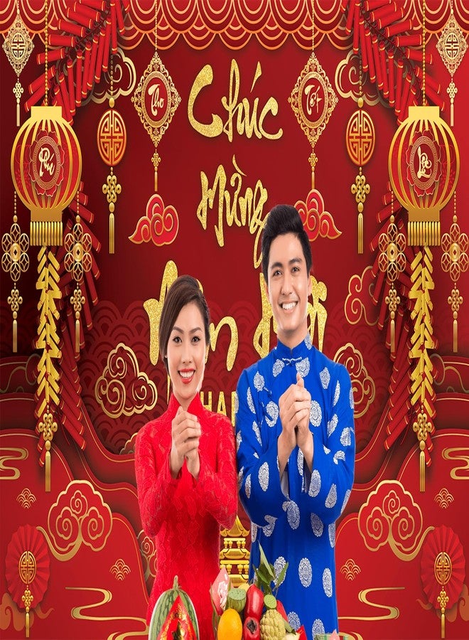 CINRAY Happy Vietnamese New Year Backdrop 7x5FT 2026 Vietnamese Lunar New Year Photography Background 2026 TET Decorations Kids Family Photoshoot Studio Props - Image 4