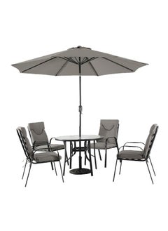 l'elefante Outdoor Dining Set – Garden Table with 4 Patio Chairs & Umbrella | Weather-Resistant Balcony Furniture Set | Outdoor Patio Dining Table and Chair Set for Backyard, Lawn, Garden, or Terrace  - Image 1