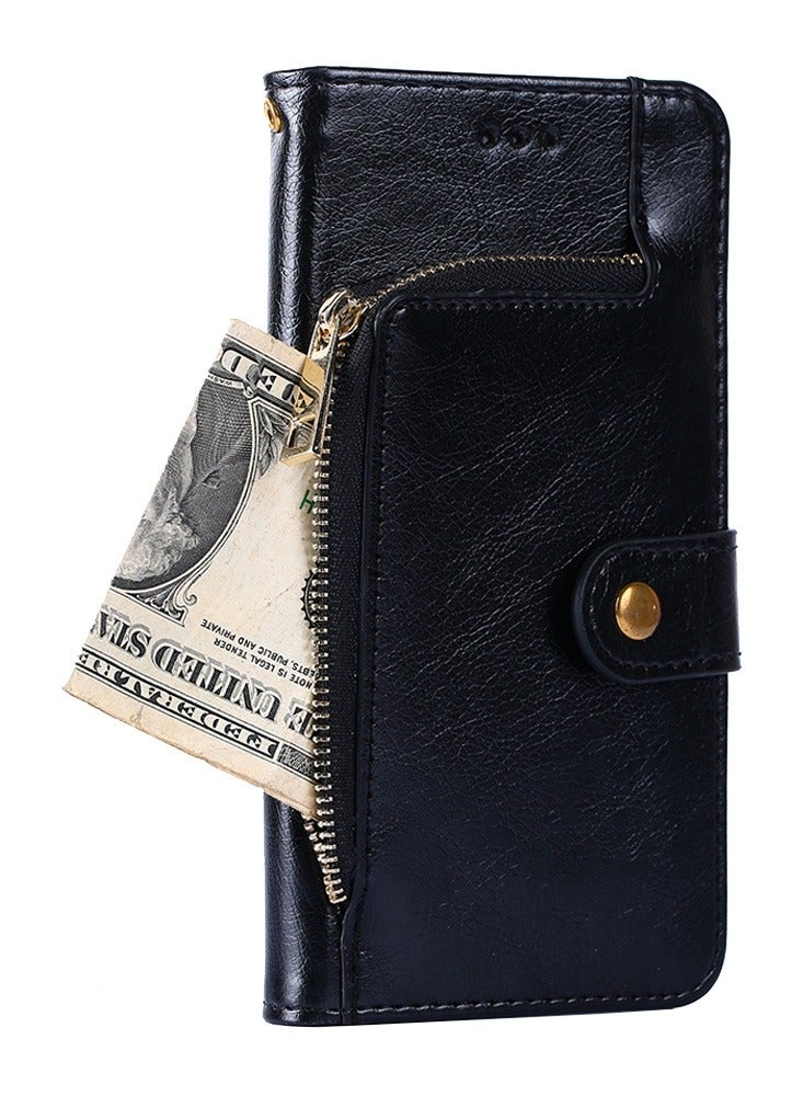 For Honor X7A Zipper Bag Leather Phone Case(Black) - Image 1