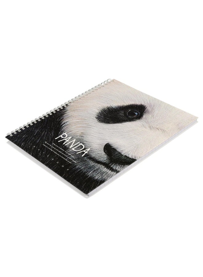 FIS Notebook Double Loop Spiral Binding, Hard Cover Materials, Size 10x8" Inches, 8mm Single Line Ruling, 96 Sheets, 192 Pages, Packet of 5 Pieces, Panda Cover Design 4-FSNBSHC1896-PAN4 - Image 1