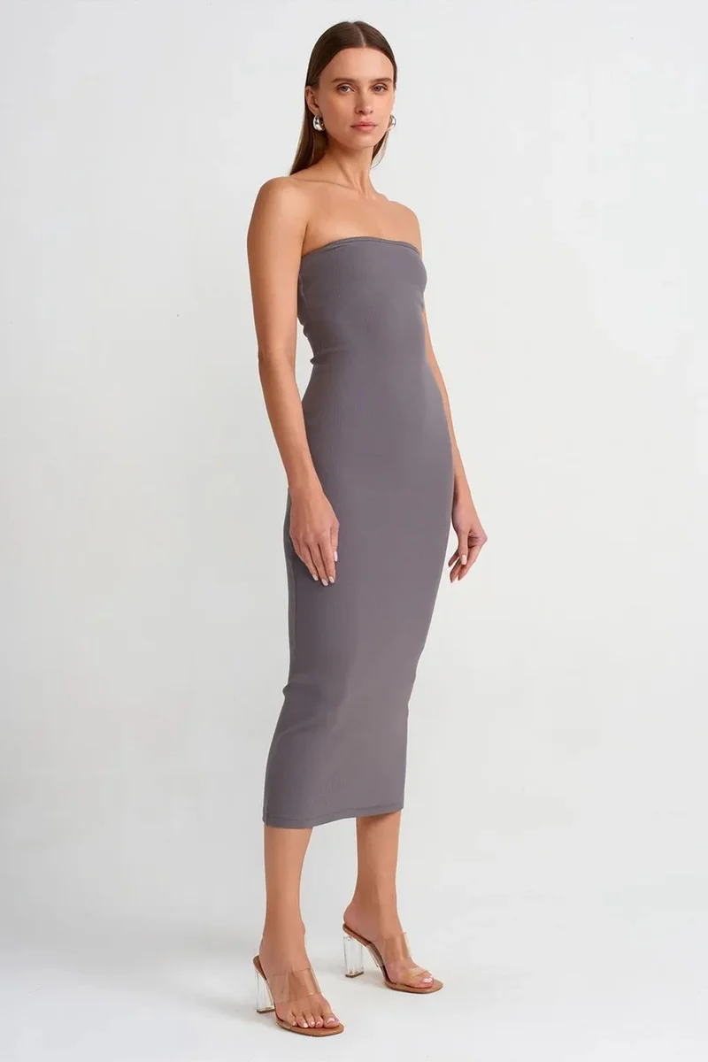 DILVIN Strapless Bodycon Midi Dress