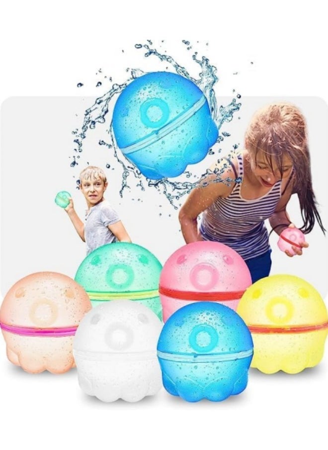 GGEROU Reusable Water Balloons Quick Fill,6-Piece Magnetic Water Balloons Self Sealing Refillable Water Balloons Water Toys Pool Toys For Kids Adults Water Fight Outdoor Games, Octopus  - Image 1