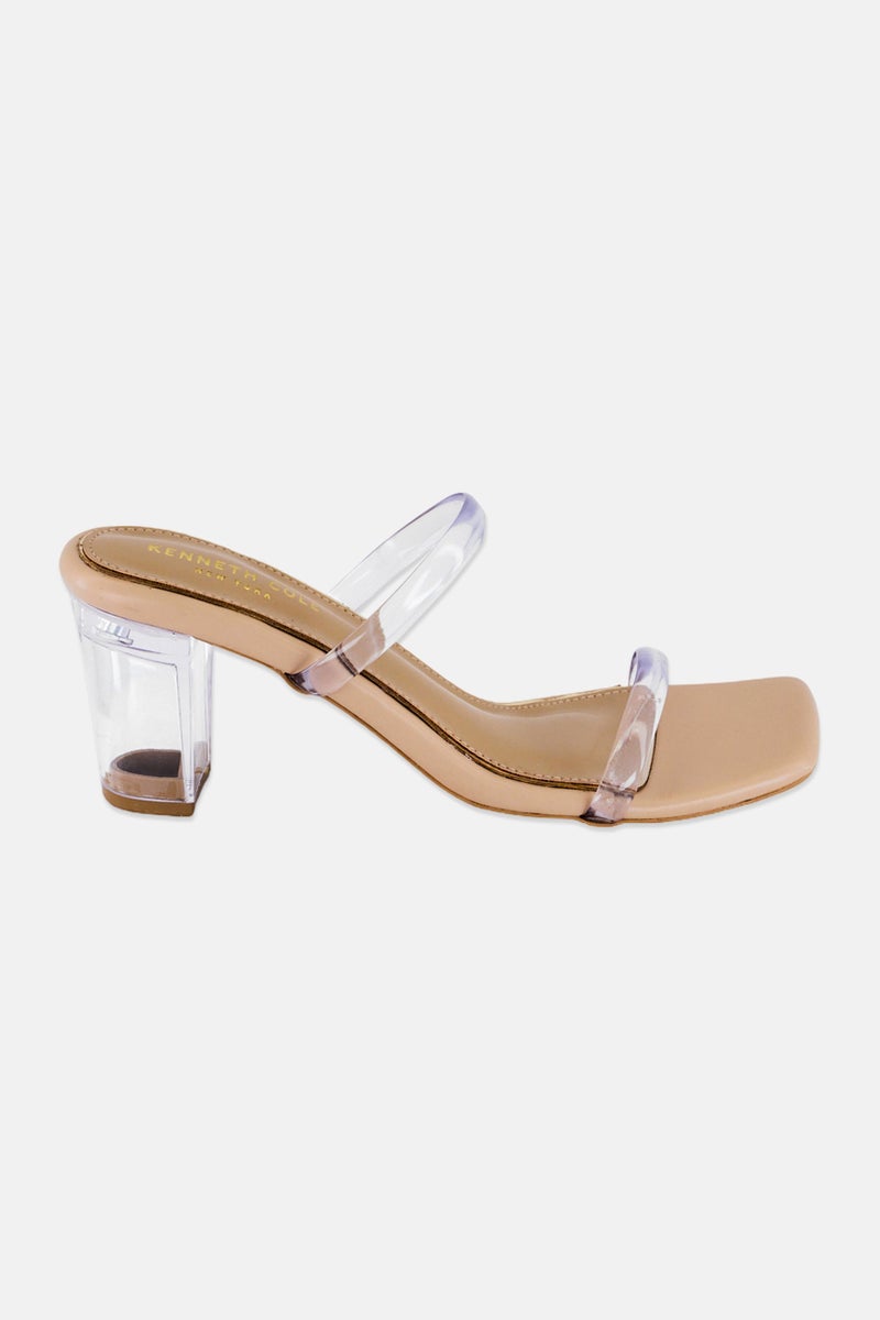 Kenneth Cole Women Heeled Slip On Sandals, Tan - Image 4