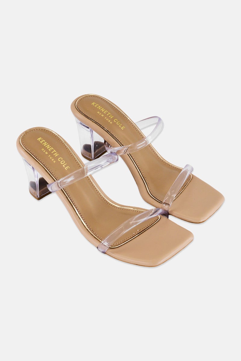 Kenneth Cole Women Heeled Slip On Sandals, Tan - Image 2