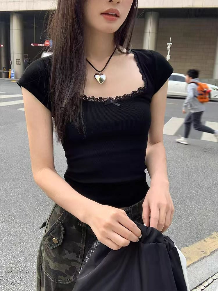 Short-Sleeved T-Shirt Women'S Summer Slim-Fit Slimming Age-Reducing Top For - Image 1