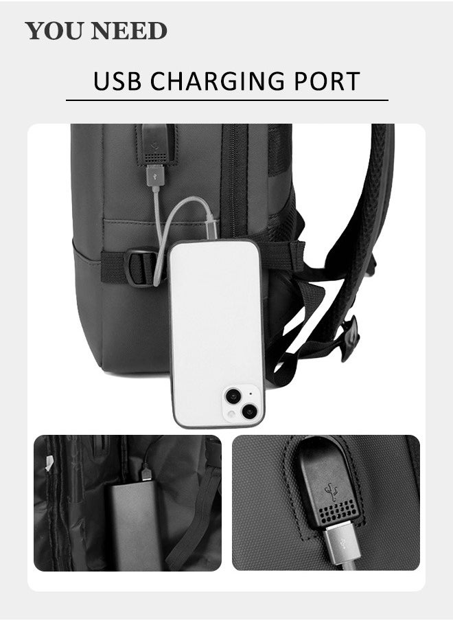 Generic Large Capacity Business Travel Backpack  Waterproof Laptop Bag with USB Charging Port Multifunctional Computer Bag  - Image 2