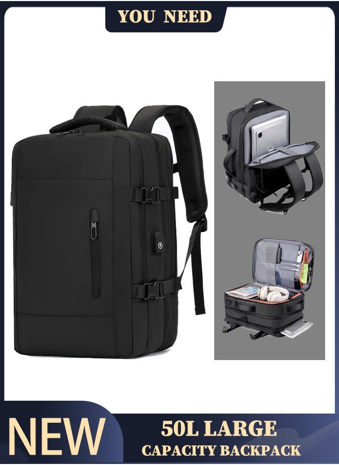 Generic Large Capacity Business Travel Backpack  Waterproof Laptop Bag with USB Charging Port Multifunctional Computer Bag  - Image 1