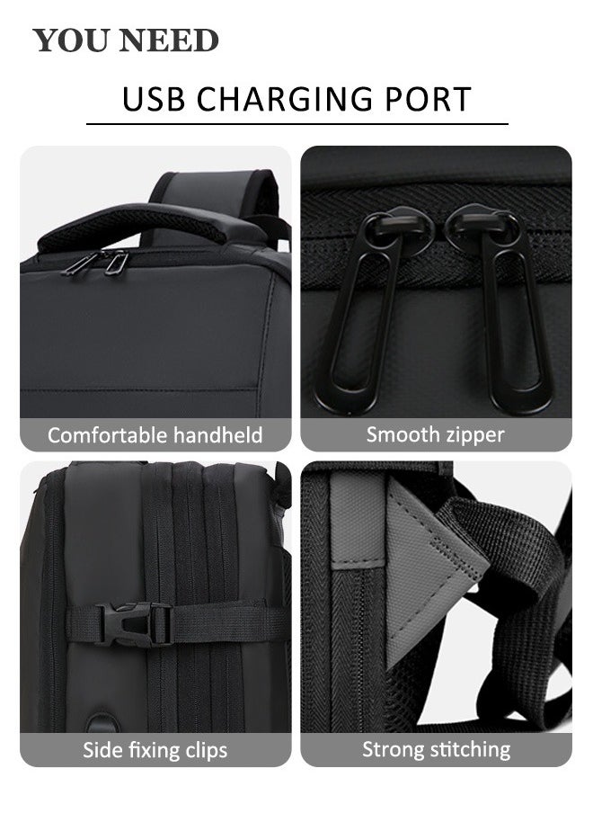 Generic Large Capacity Business Travel Backpack  Waterproof Laptop Bag with USB Charging Port Multifunctional Computer Bag  - Image 5
