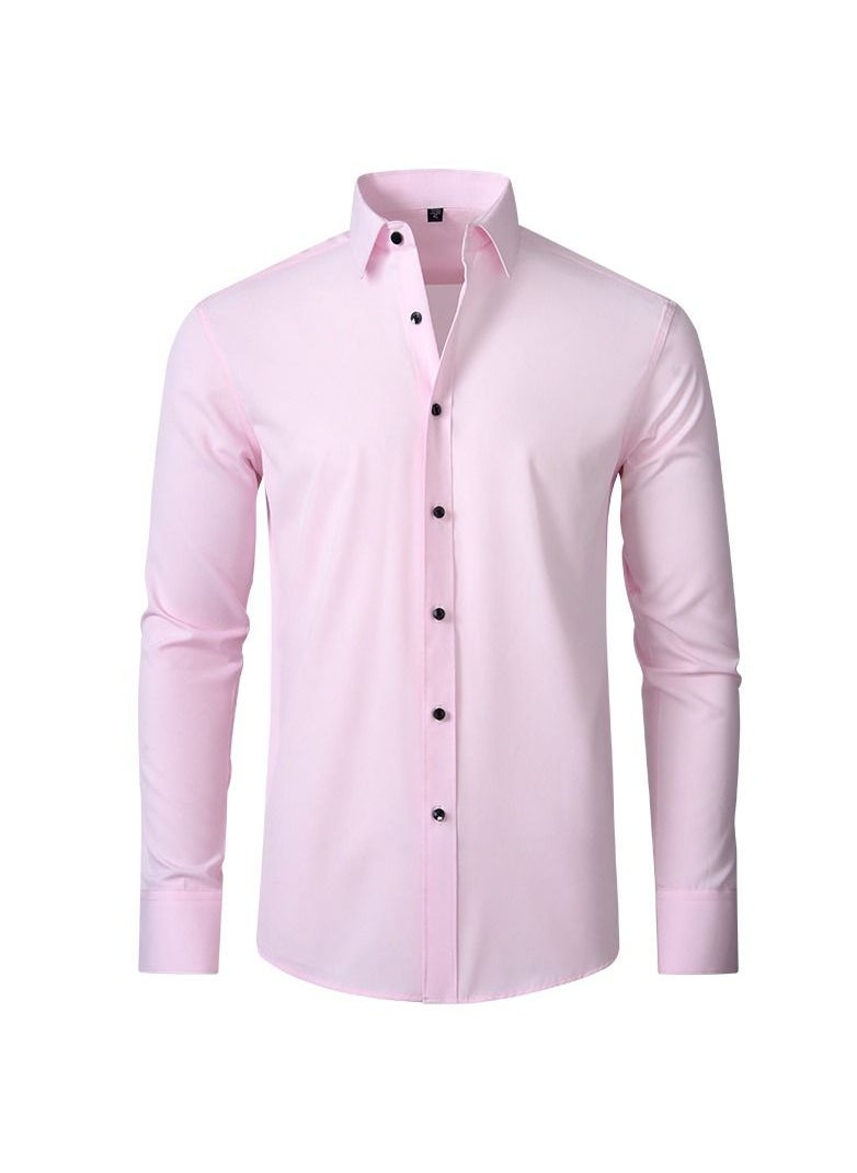 Stretch Non-Iron Anti-Wrinkle Shirt, Men Long Sleeve Button Wrinkle Free Slim Fit Business Shirt Pink - pzsku/Z6A5035FD6F94705C80DEZ/45/_/1692069372/32898baa-d718-4afd-9b4b-96060b7e978a