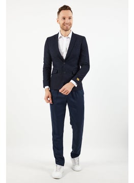 SELECTED Men Slim Fit Windowpane Formal Blazer, Navy  - Image 2
