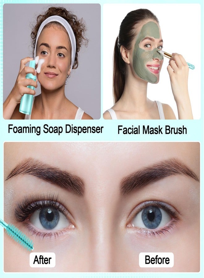 Zhehao 80 Pcs Lash Shampoo Bottle Brushes Kit 20 Foam Pump Dispensers 20 Lash Shampoo Brushes 20 Eyelash Aftercare Bag 20 Cleaning Pipes, Eyelash Extension Supplies(Green, Blue) - Image 5