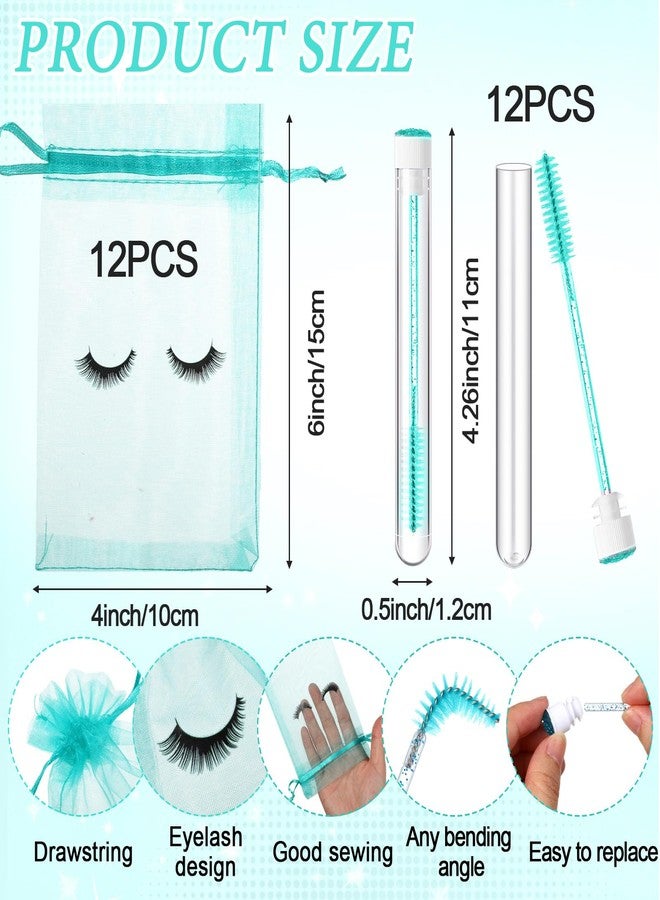 Zhehao 80 Pcs Lash Shampoo Bottle Brushes Kit 20 Foam Pump Dispensers 20 Lash Shampoo Brushes 20 Eyelash Aftercare Bag 20 Cleaning Pipes, Eyelash Extension Supplies(Green, Blue) - Image 3