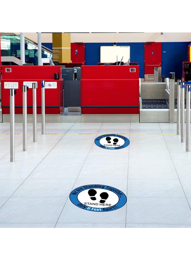 SYOSI Social Distancing Floor Decals Safety Floor Sign Marker Stand Here Floor Sticker for Grocery Store School, 10PCS/Set 12” /30cm - Image 3