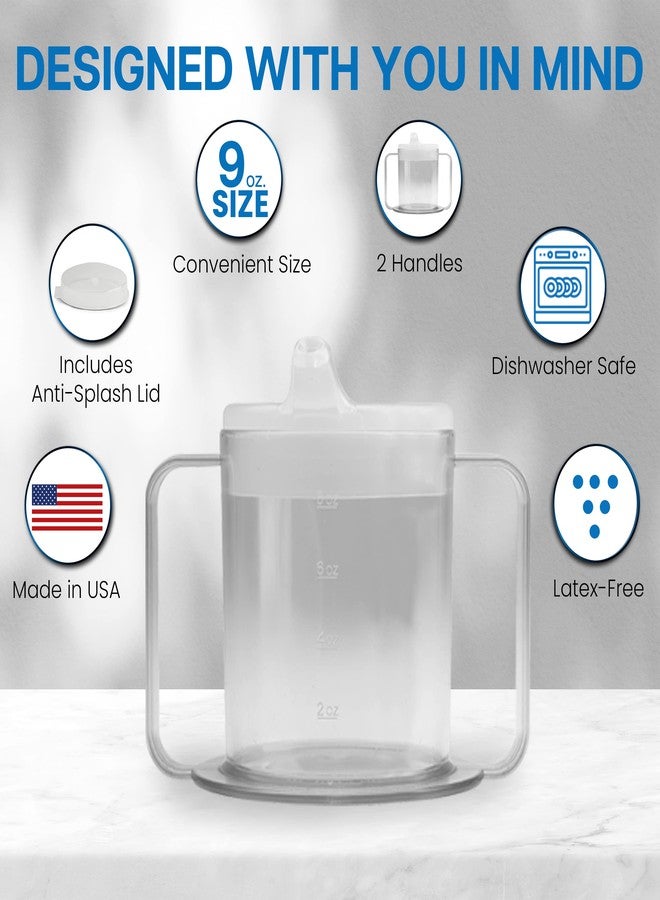 Providence Spillproof كوب بروفيدنس المقاوم للانسكاب سعة 9 أونصات للبالغين بمقبضين - أكواب شرب إندبندنس للبالغين ذوي الحركة المحدودة - ملحقات لذوي الاحتياجات الخاصة - أكواب لذوي الاحتياجات الخاصة لرعاية كبار السن - صنع في الولايات المتحدة الأمريكية - عبوة من 3 قطع - Image 4