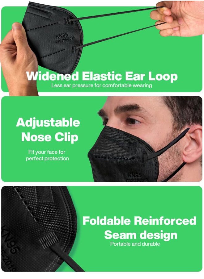 Boncare - KN95 Face Mask 30 PCs, 5-Layer Black Face Mask for Men & Women Filter Efficiency≥ 95%, Breathable and Comfortable, Black - Image 1