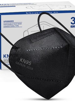 KN95 Face Mask 30 PCs, 5-Layer Black Face Mask for Men & Women Filter Efficiency≥ 95%, Breathable and Comfortable, Black