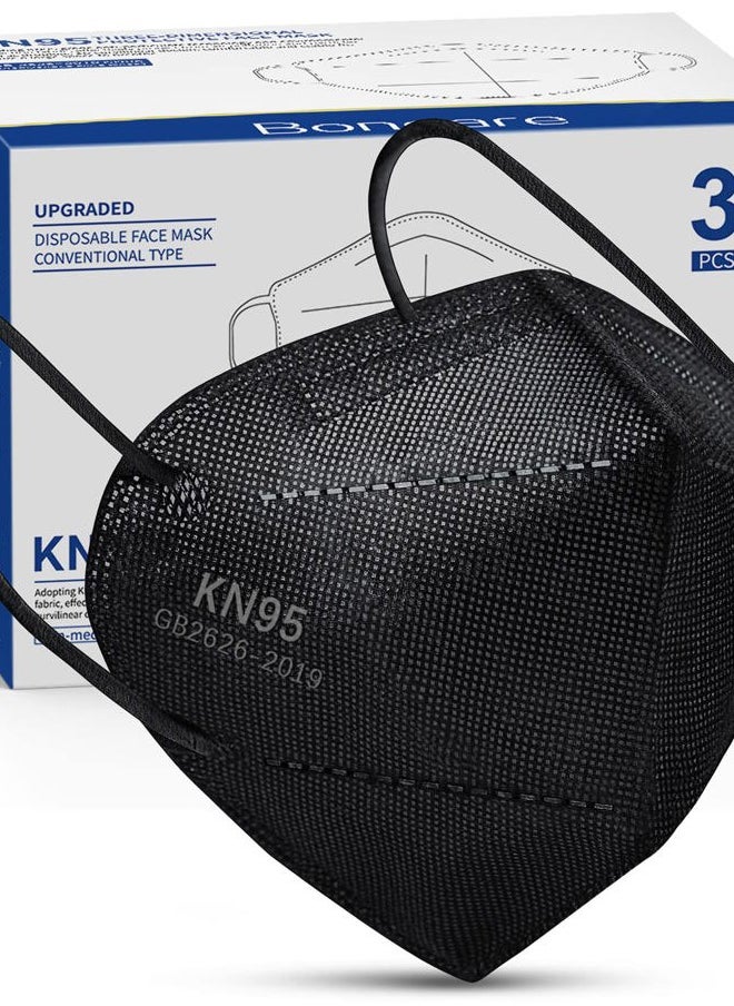 Boncare - KN95 Face Mask 30 PCs, 5-Layer Black Face Mask for Men & Women Filter Efficiency≥ 95%, Breathable and Comfortable, Black - Image 1