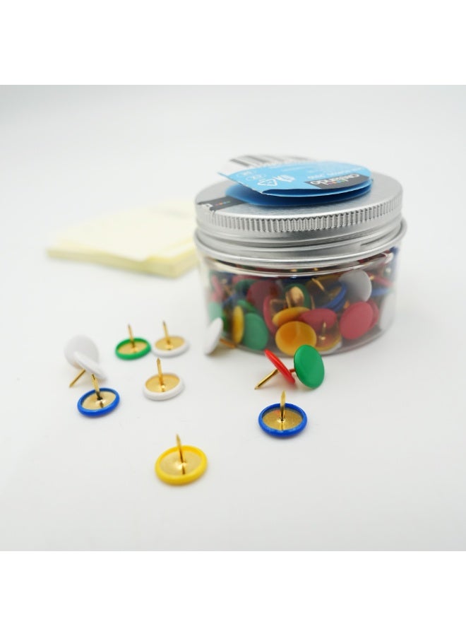 Multicolor Push Pins with Clear Storage Jar Durable Steel Thumb Tacks for Cork Boards Bulletin Boards Notice Boards Office Home Craft Projects School Maps Decorative Use - Image 3