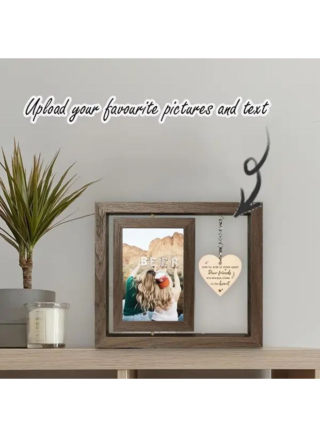 إطار صور خشبي قابل للتخصيص بنقش على شكل قلب، هدية شخصية للزفاف أو الخطوبة، عرض أفقي مستطيل للطاولة، ديكور منزلي بمناسبة الذكرى للشريك - Image 1