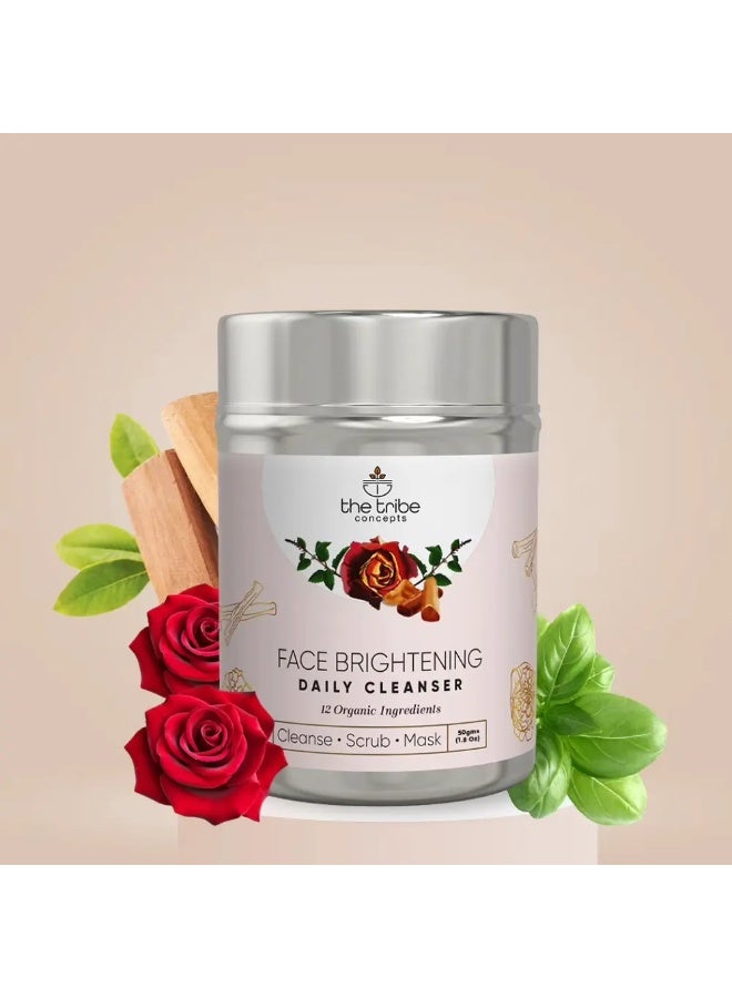 The Tribe Concepts Face Brightening Daily Cleanser, 3-in-1 Face Cleanser, Scrub & Mask, Instant Brightening Glow And Tan & Blackhead Remover, For All Skin Type, 100% Natural - 50 Gm - Image 1