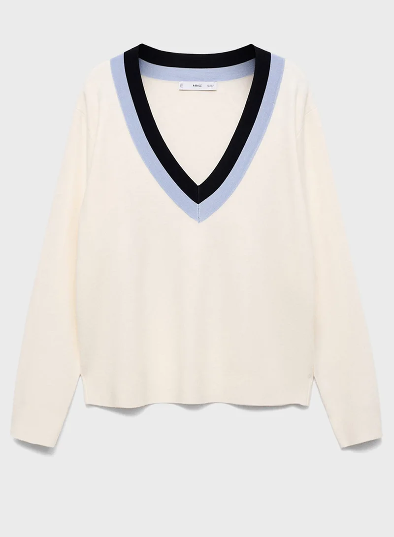 مانجو Detail Striped Sweater