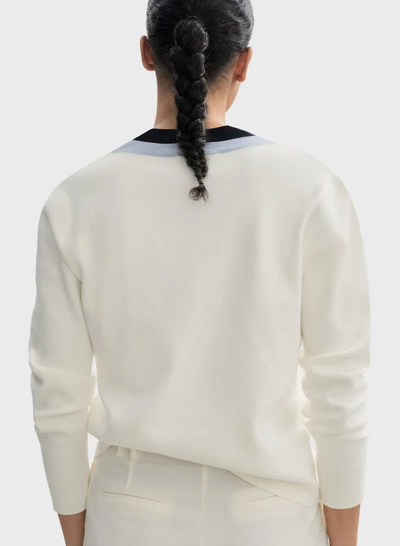 مانجو Detail Striped Sweater