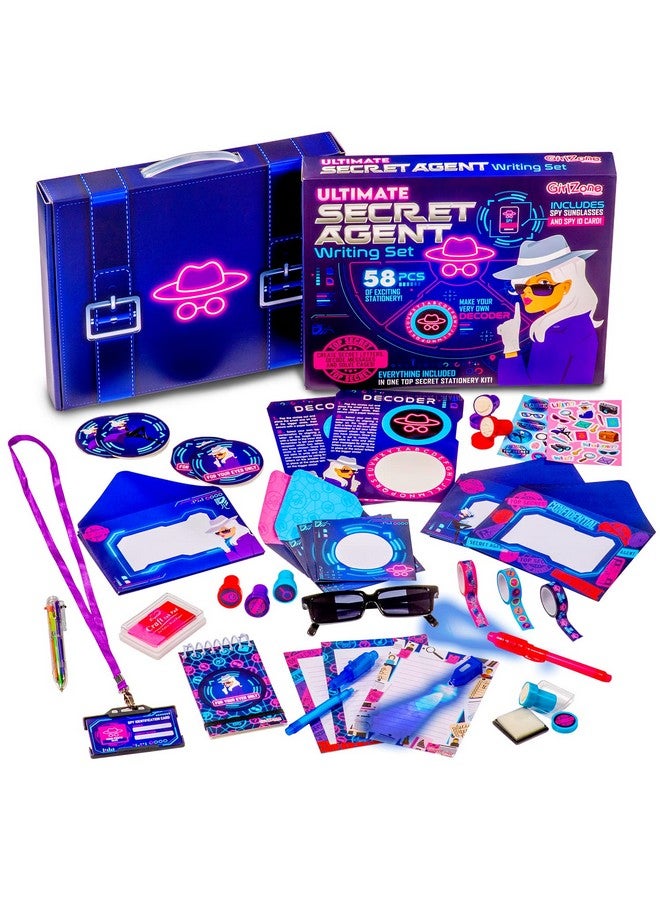 GirlZone Ultimate Secret Agent Writing Set, Exciting Spy Kit and Stationery for Girls with Spy Pen, Themed Stationery Paper and Fun Toys, Birthday, Easter Gifts for Kids - Image 1