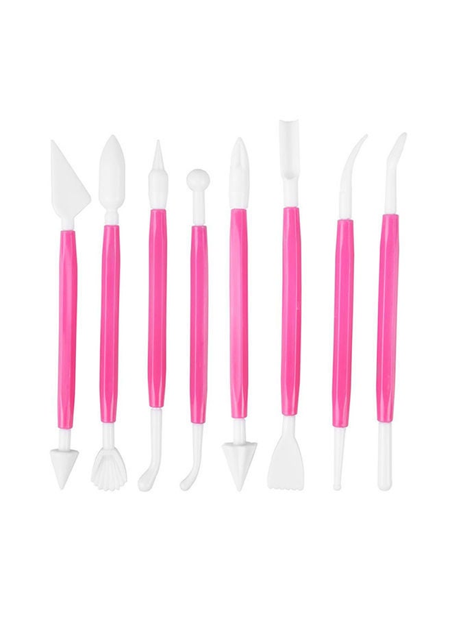 NIBEMINENT 8-Piece Cake Knife Scraper Set Pink/White - Image 1