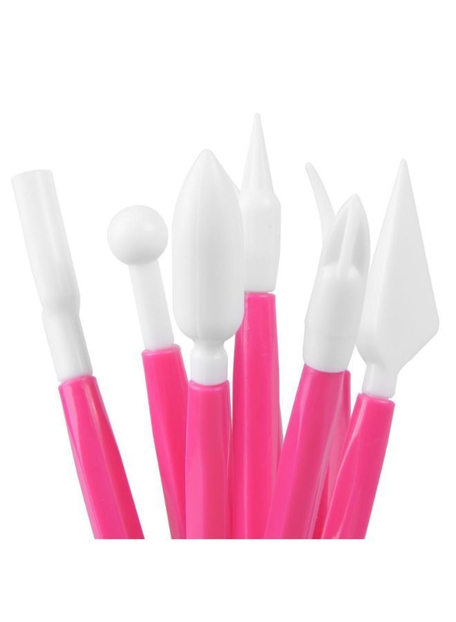 NIBEMINENT 8-Piece Cake Knife Scraper Set Pink/White - Image 3