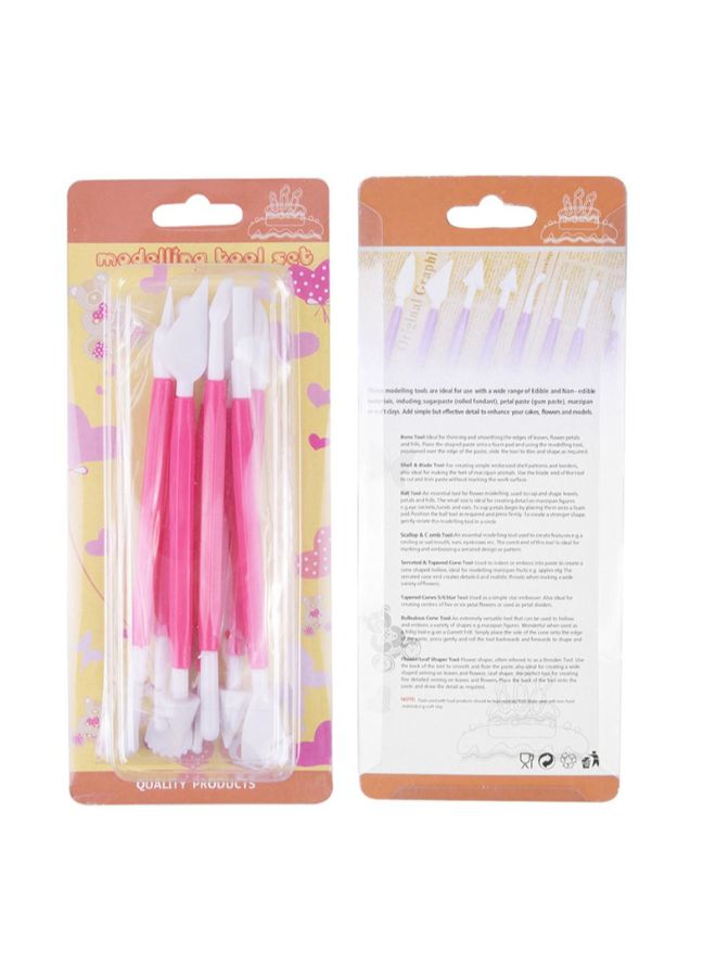 NIBEMINENT 8-Piece Cake Knife Scraper Set Pink/White - Image 5