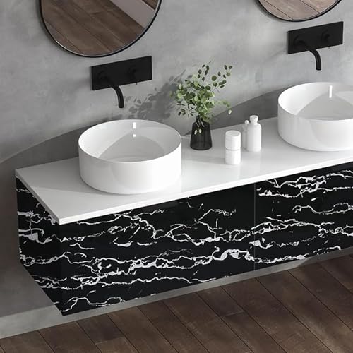 wall love Marble OilProof & Waterproof self-Adhesive Sheet Stickers Big Countertop Cabinet Furniture puja Room Kitchen,Home Sticker Wallpaper 60 x 200cm (Black Wallpaper) - Image 5