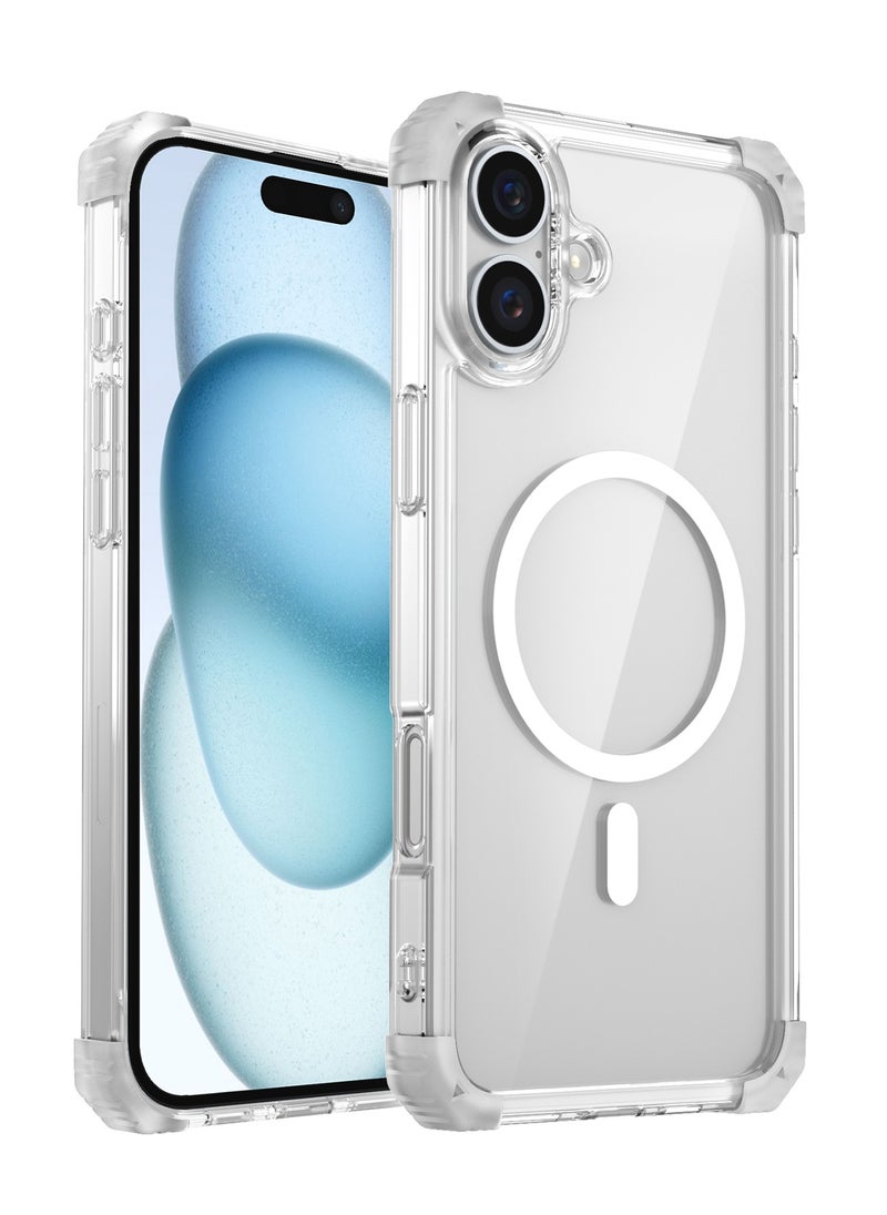URBBKING - Magnetic Case for iPhone 16 Compatible with MagSafe Wireless Charging, Shockproof Phone Bumper Cover, Anti-Scratch Back Clear - Image 1