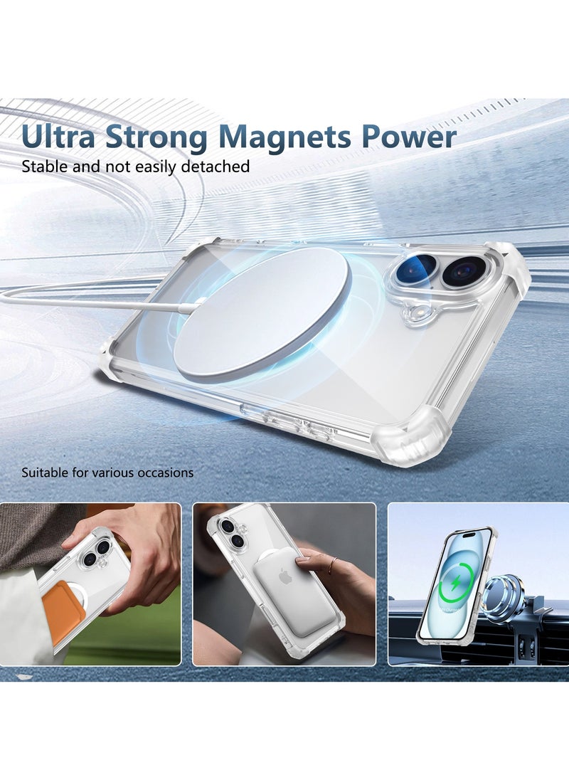 URBBKING - Magnetic Case for iPhone 16 Compatible with MagSafe Wireless Charging, Shockproof Phone Bumper Cover, Anti-Scratch Back Clear - Image 1