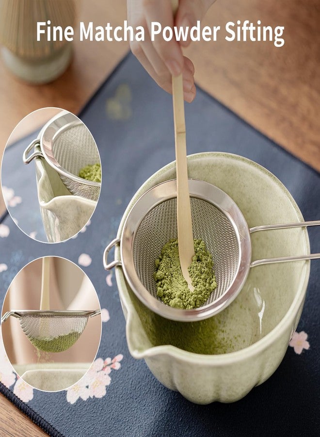 HTRCXB 8 Pcs Matcha Whisk Set - HTRCXB Matcha Set with Ceramic Bowl, Bamboo Whisk & Holder, Scoop, Sifter, Measuring Spoon, Scoop Rest & Tea Towel, Complete Gift Kit for Beginners & Tea Lovers - Image 4