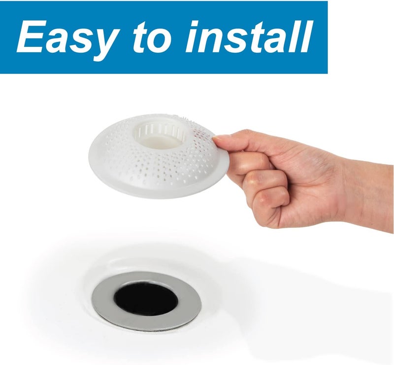 EvriHolder Hairstopper Drain Cover Hair Catcher for Shower and Bathtub - 2 Pack, White - Image 4