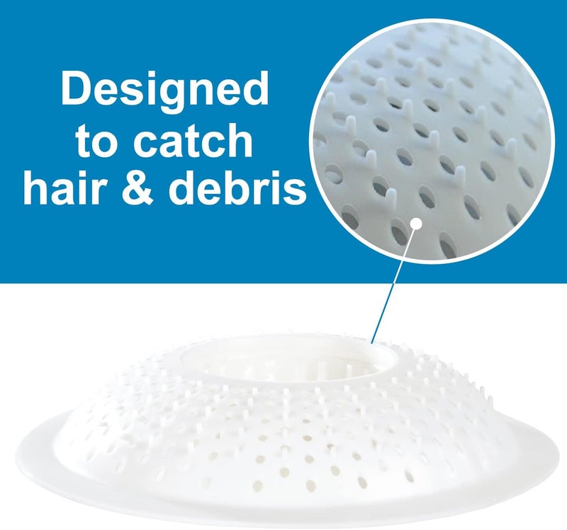 EvriHolder Hairstopper Drain Cover Hair Catcher for Shower and Bathtub - 2 Pack, White - Image 3