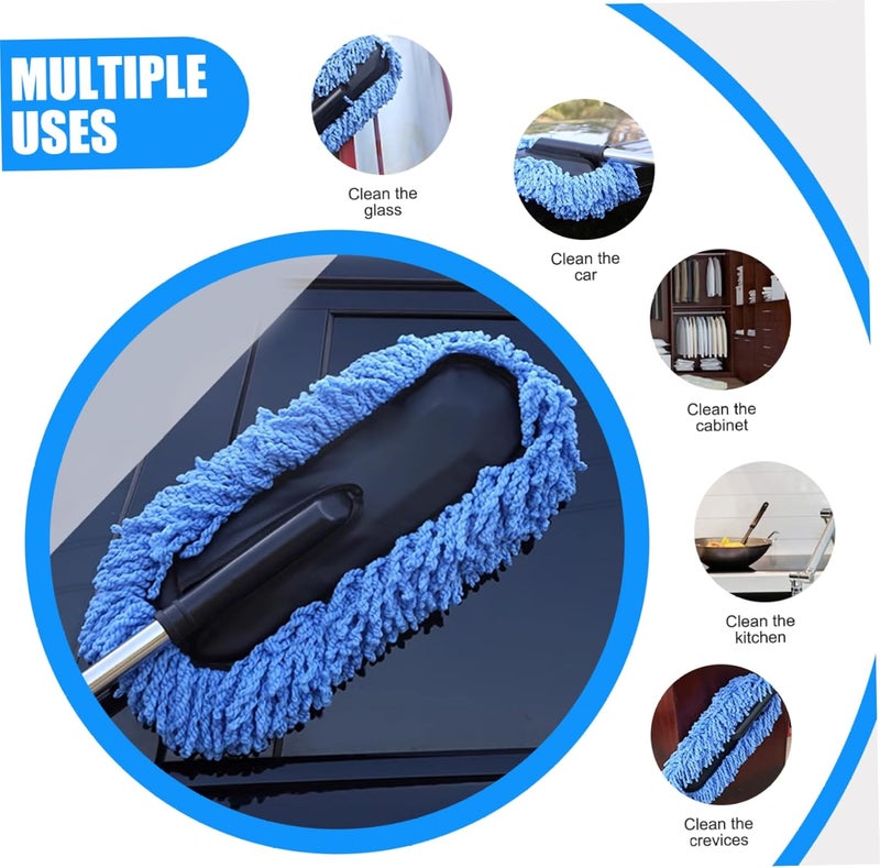 Telescopic Car Washing Brush Large Car Duster Wax Brush Cleaning Mop for Automobile Removal ,Black Blue - Image 3