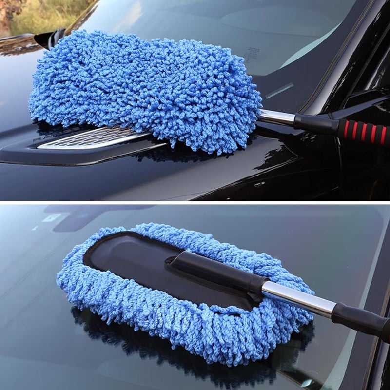 Telescopic Car Washing Brush Large Car Duster Wax Brush Cleaning Mop for Automobile Removal ,Black Blue - Image 5