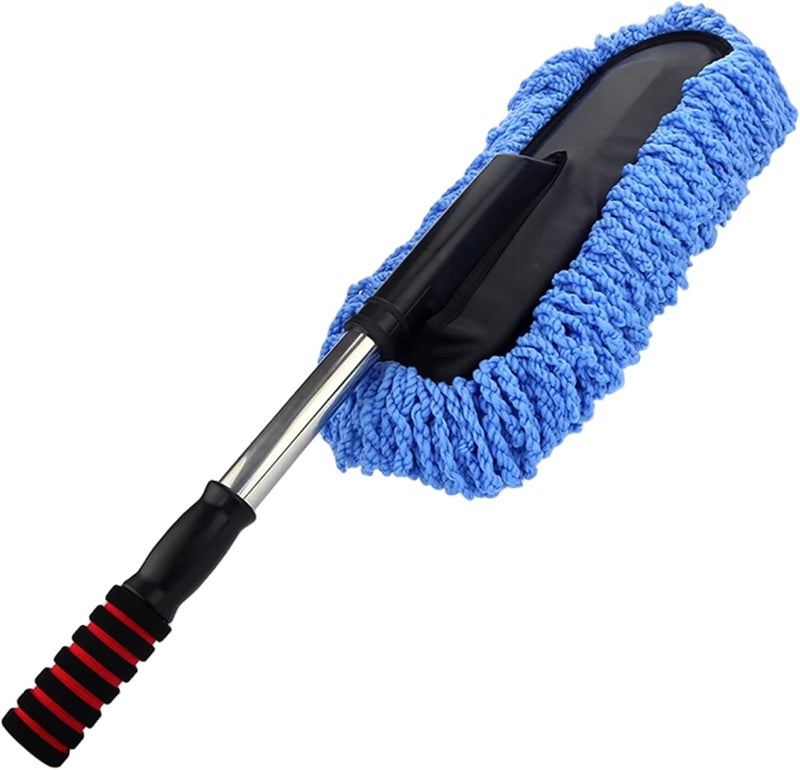 Telescopic Car Washing Brush Large Car Duster Wax Brush Cleaning Mop for Automobile Removal ,Black Blue - Image 2