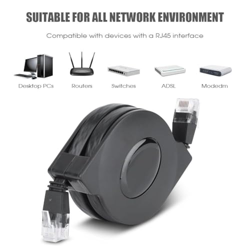 Zerone CAT 6 Ethernet Cable, Flat Internet Network Patch Cord Shielded Ethernet Cord Retractable CAT6 LAN Cable with RJ45 for Modem Router Gaming(2M) (1 Pc) - Image 4