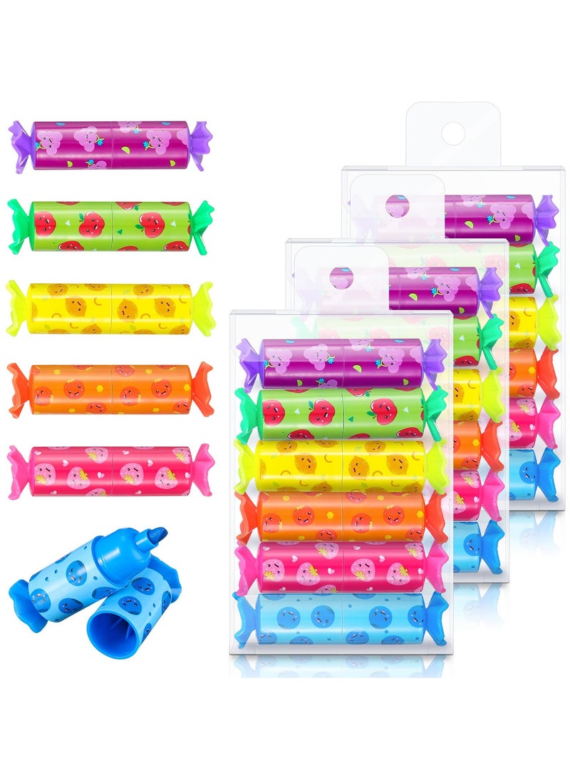 SYOSI Candy Highlighter, 24 Pieces Mini Candy Pastel Chisel Tip Marker Pen Highlighter for Kid Student for Writing Cute Face Graffiti  - Image 1
