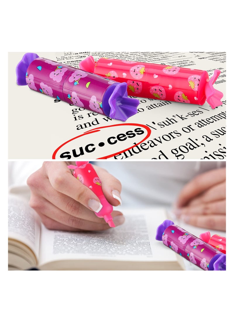 SYOSI Candy Highlighter, 24 Pieces Mini Candy Pastel Chisel Tip Marker Pen Highlighter for Kid Student for Writing Cute Face Graffiti  - Image 2