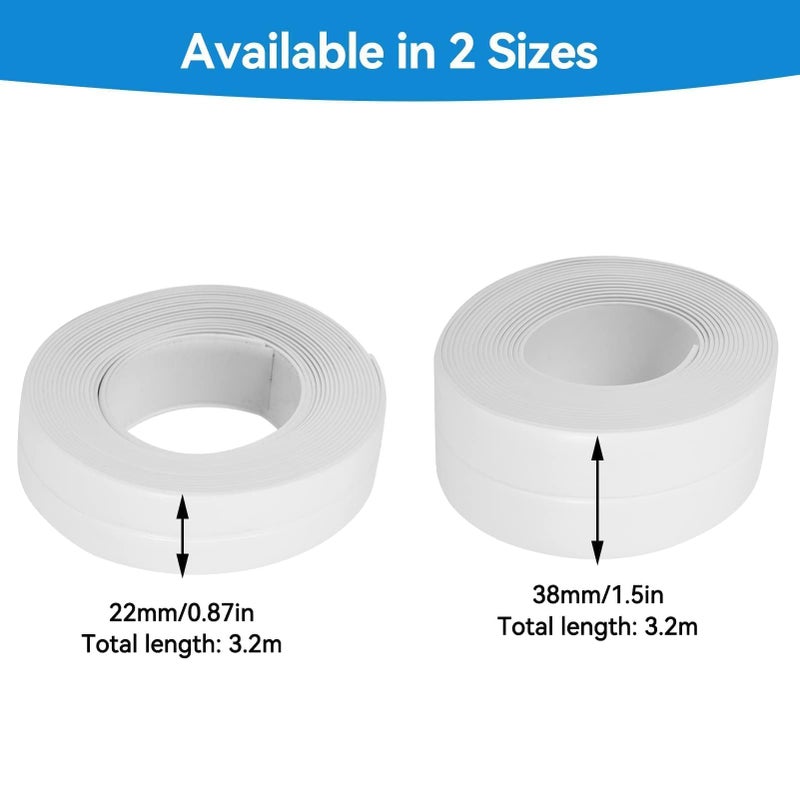 Agatige 3.2M Caulk Strip Sealant Tape, Self Adhesive Waterproof Bath Sealant Strip Sealer for Shower Kitchen Wall Corner Door Window Sink Edge(22mm*3.2M -White) - Image 4