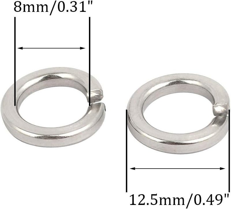 NACX M8 Split Lock Washer, 304 Stainless Steel Spring Lock Washer, 200Pcs - Image 2