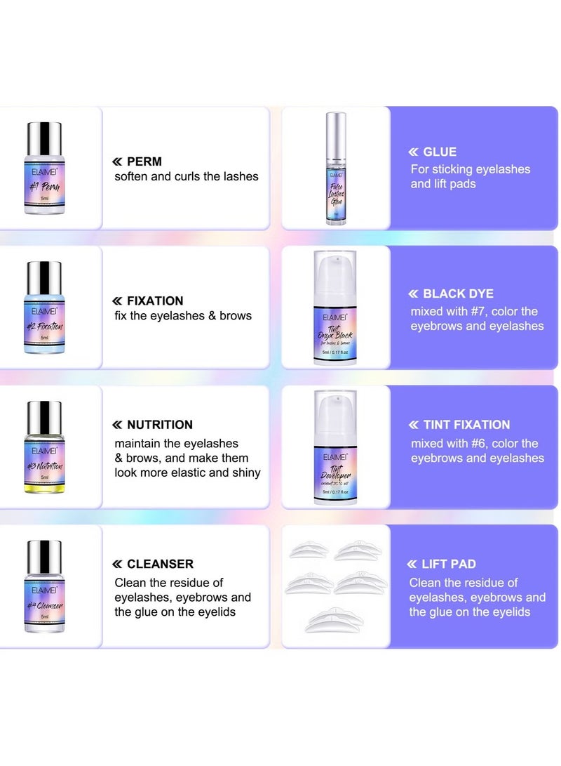 Elaimei Brow Lamination Lash Lift and Tint Kit Professional Eyebrow and Eyelash Perm Kit with Black Dye Fuller and Thicker Brows Long lasting for 6-8 Weeks Suitable for Salon and Home Use  - Image 5