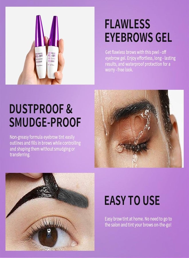 GHFCZOO 2Pcs Peel Off Eyebrow Tint Gel - Waterproof & Sweatproof All-Day Wear, Transfer-Resistant Tattoo Effect, All Skin Types + Mother’s Day Gift Set​, 01#Black - Image 2