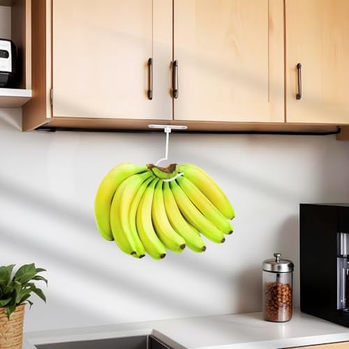 CAPHONT 2 Pack Foldable Metal Banana Hook Under Cabinet - Hanger to Keep Bananas Fresh, Holder for Other Kitchen Items (White) - Image 5