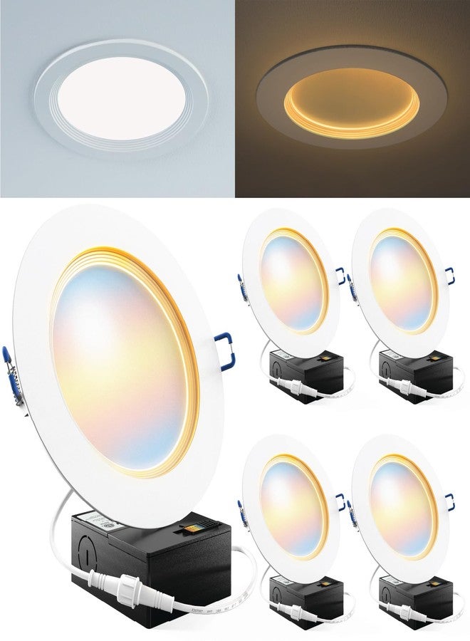 صنكو لايتنغ مجموعة من 4 مصابيح سقف LED غائرة رفيعة للغاية من Sunco مقاس 6 بوصات، مصباح ليلي رفيع، إطار حاجب، 2700K/3000K/4000K/5000K/6000K قابلة للاختيار، قابلة للتعتيم، 14 واط، رقاقة بدون علبة مع صندوق توصيل - ETL. - Image 1