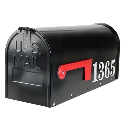 Zinovo Metal Post Mount Mailboxes for OutsideGalvanized SteelWaterproofMedium CapacityRed Flag IndicatedModern StyleMail Boxes for House OutsideResidentialBlack188 x 9 x 67 inches - Image 1