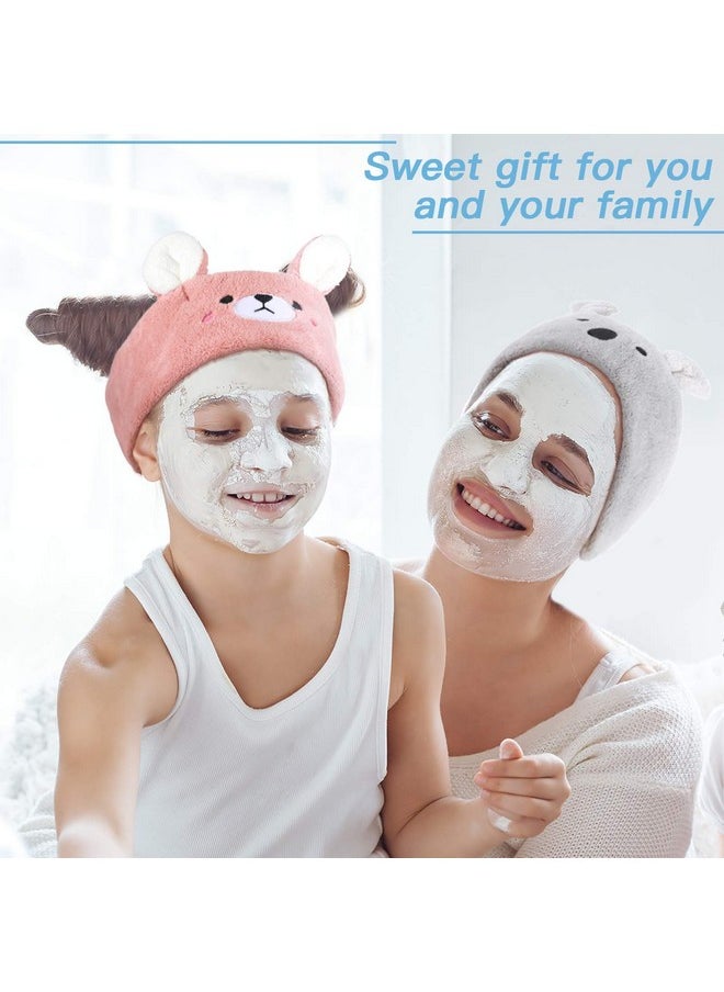 Chuangdi 4 Pieces Makeup Spa Headband Animal Headband For Washing Face Coral Fleece Cosmetic Headband Plush Animal Ears Shower Hairband For Women Girls (Adorable Style)  - Image 5